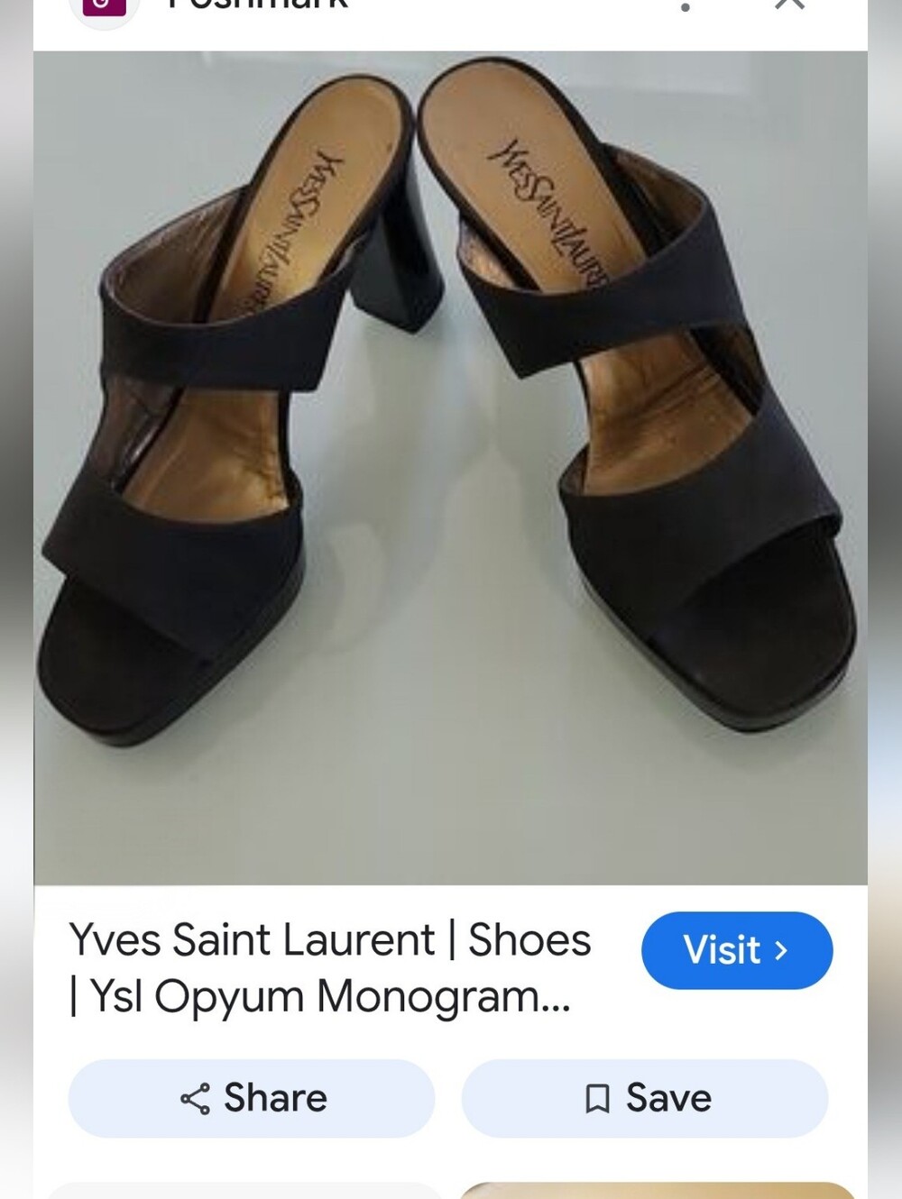YSL Platform Slides With Square Heel Classic Chic Y2K 90's Luxe Size 8.5
